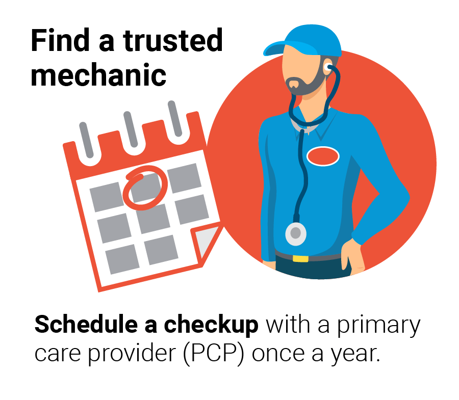 It’s important to have a primary care provider (also known as a PCP). Find one and schedule a wellness checkup once a year.